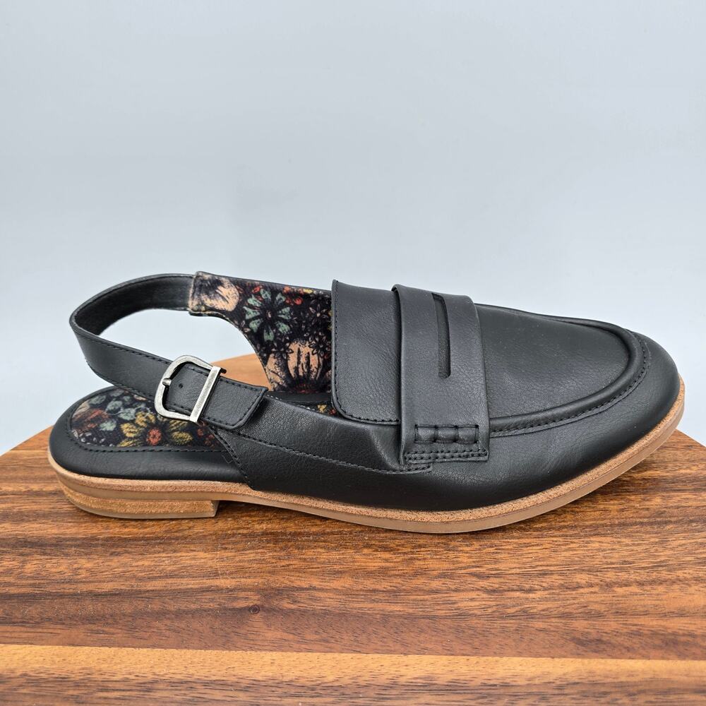 Boc Born Flats Womens 10 M Black Slingback Buckle Adjustable Strap Penny Loafers
